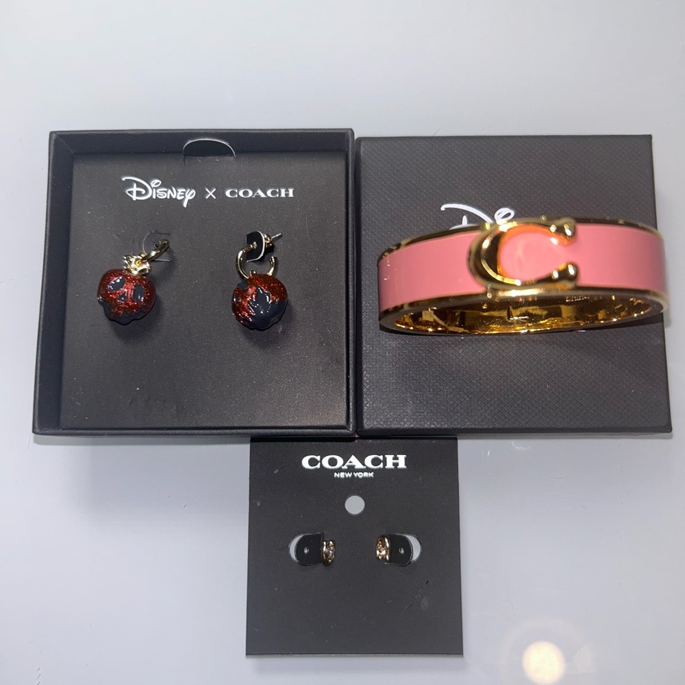 Coach Pink Enamel Cuff Bracelet with Gold-Tone 'C' Accent - Picture 10 of 12